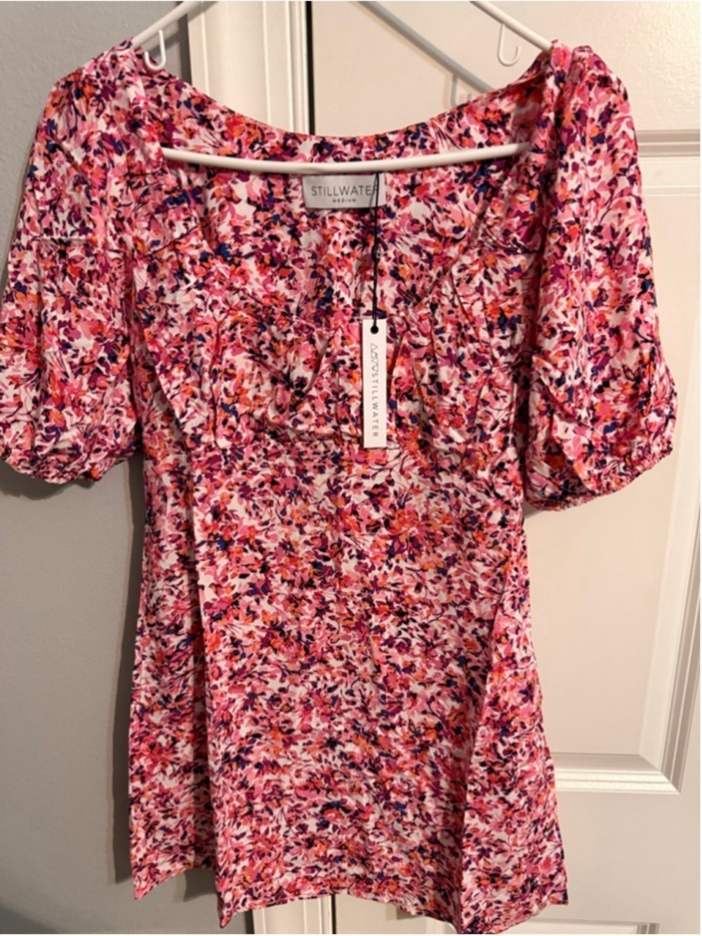 Women's Stillwater Pink Floral Mini Dress M - Picture 7 of 8